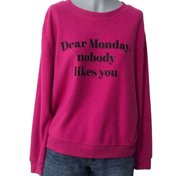 D Dear Monday Nobody Likes You NoBo Pink Sweatshirt size large - Picture 2 of 10